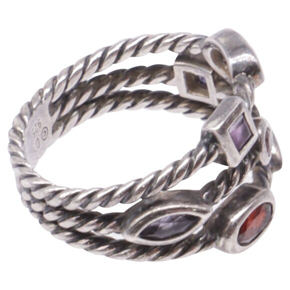 David Yurman Three-Row Berry Confetti Ring in Multicolor Sterling Silver - Picture 2 of 7